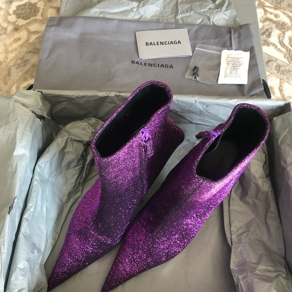 Authentic Balenciaga Perfect Holiday Purple Sparkly Boots - Picture 12 of 12